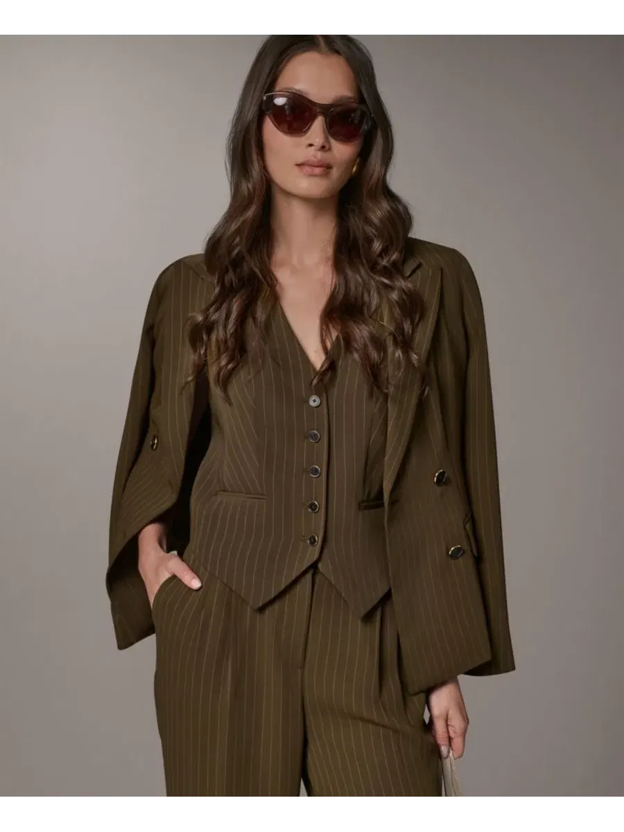 Женский пиджак с лацканами Donna Karan New York — изображение 10 из 13, оливковый