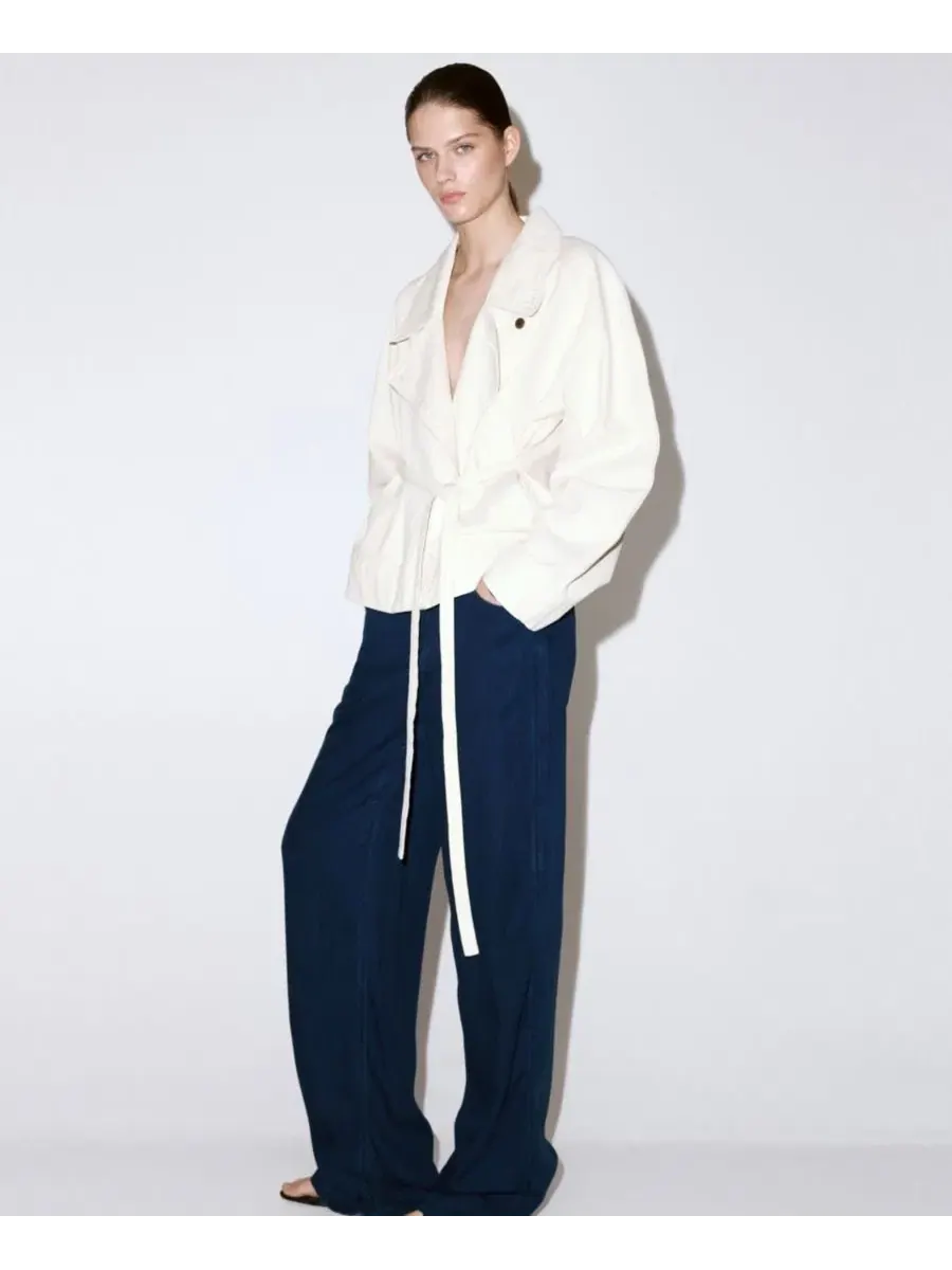 Джинсовые брюки с поясом-бантом Bow And Belt Denim Jeans MANGO — изображение 4 из 6, синий