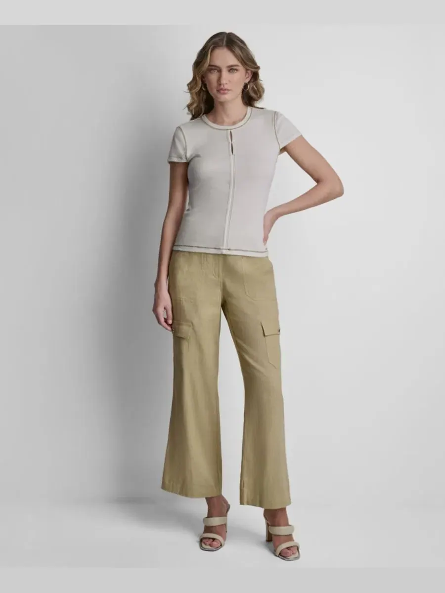 Топ DKNY с контрастной строчкой — изображение 2 из 7, кокос