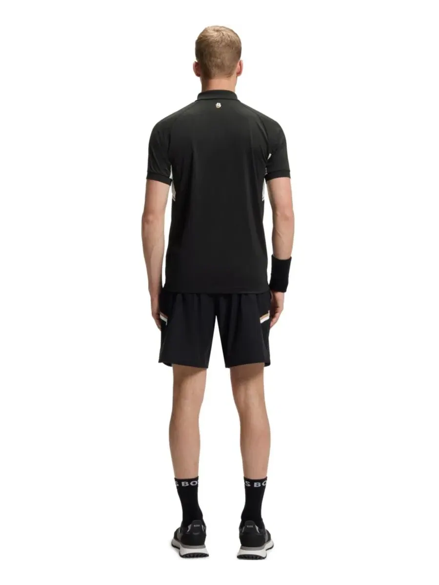 Поло с коротким рукавом и логотипом, модель Active Quick-Dry Stretch Slim-Fit Hugo Boss — изображение 3 из 5, черный
