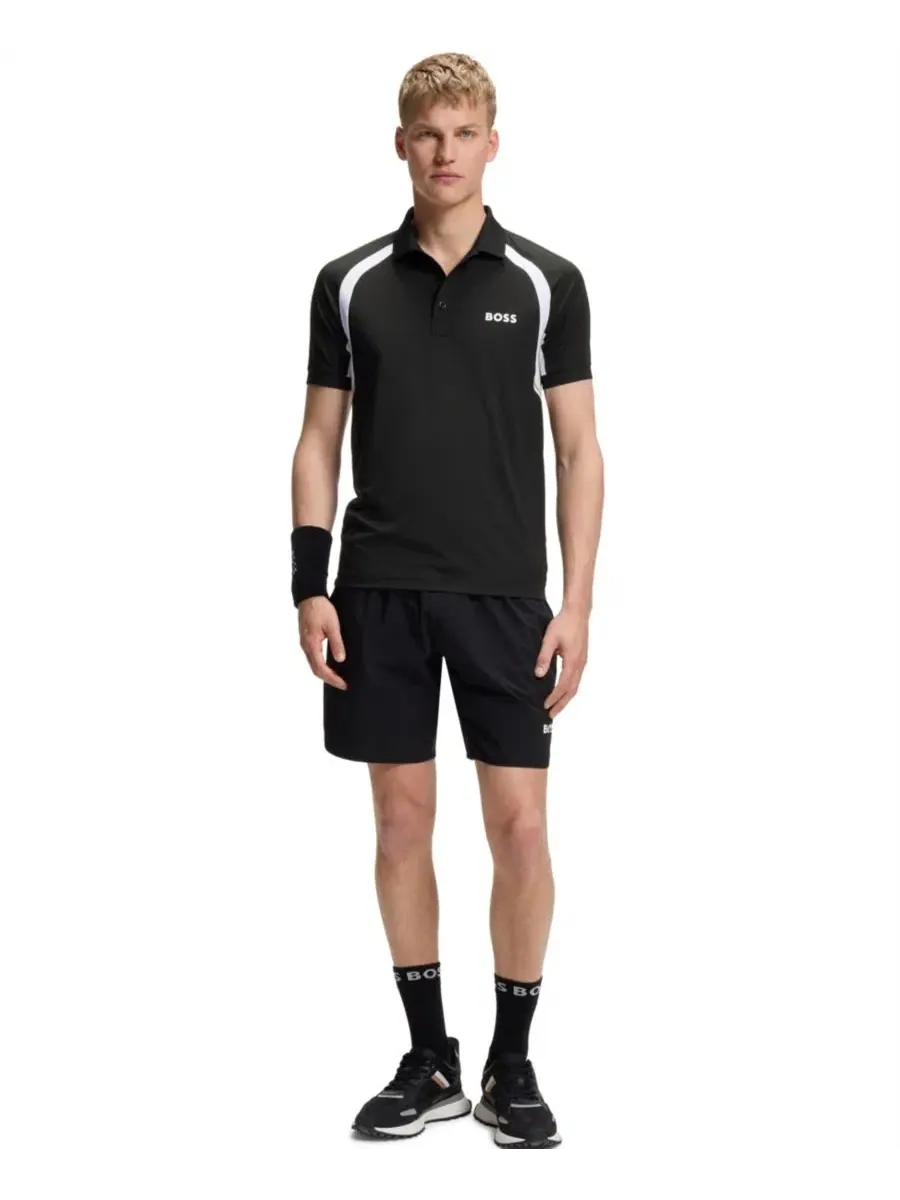 Поло с коротким рукавом и логотипом, модель Active Quick-Dry Stretch Slim-Fit Hugo Boss — изображение 4 из 5, черный