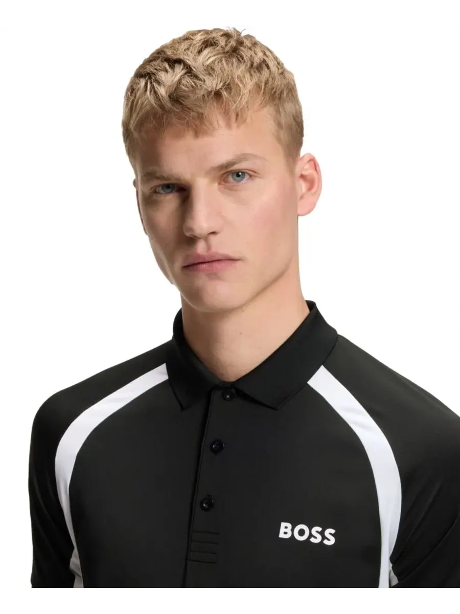 Поло с коротким рукавом и логотипом, модель Active Quick-Dry Stretch Slim-Fit Hugo Boss — изображение 5 из 5, черный
