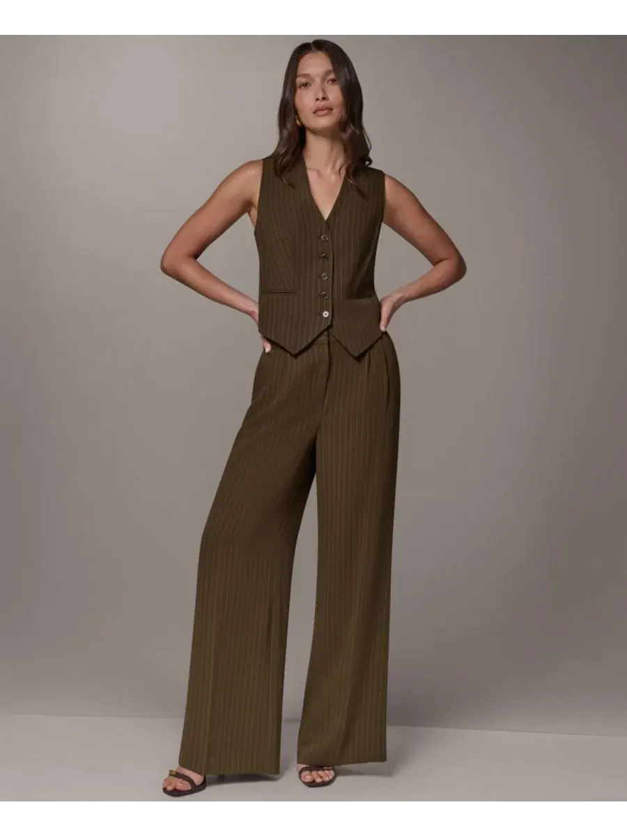 Женский жилет с принтом в полоску Donna Karan New York — изображение 2 из 7, оливковый