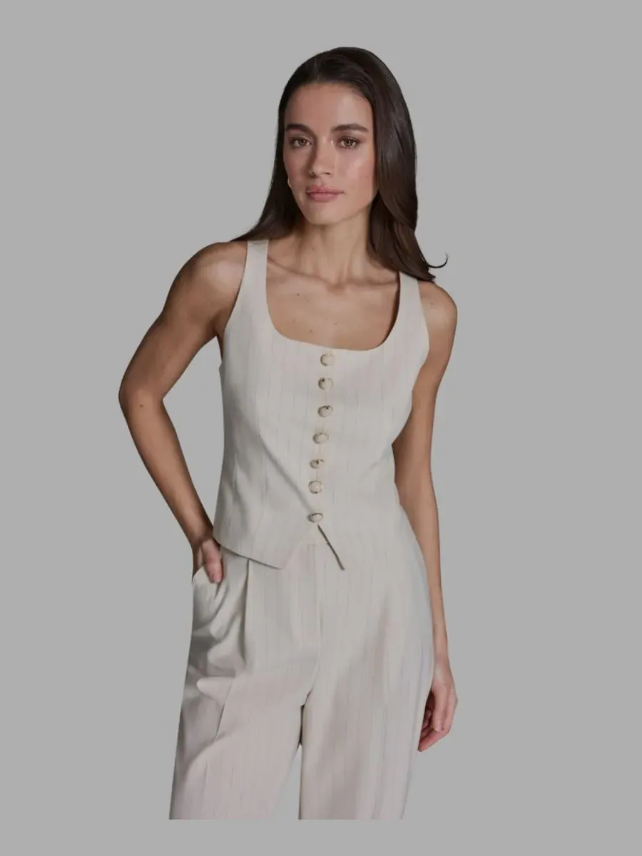 Женский жилет в тонкую полоску с пуговицами спереди BCBG