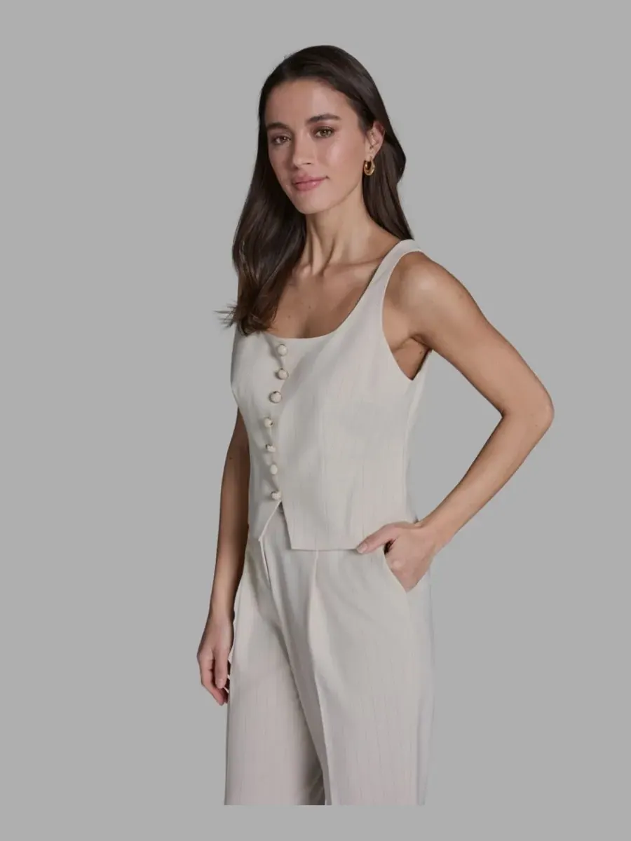 Женский жилет в тонкую полоску с пуговицами спереди BCBG — изображение 3 из 5, мульти
