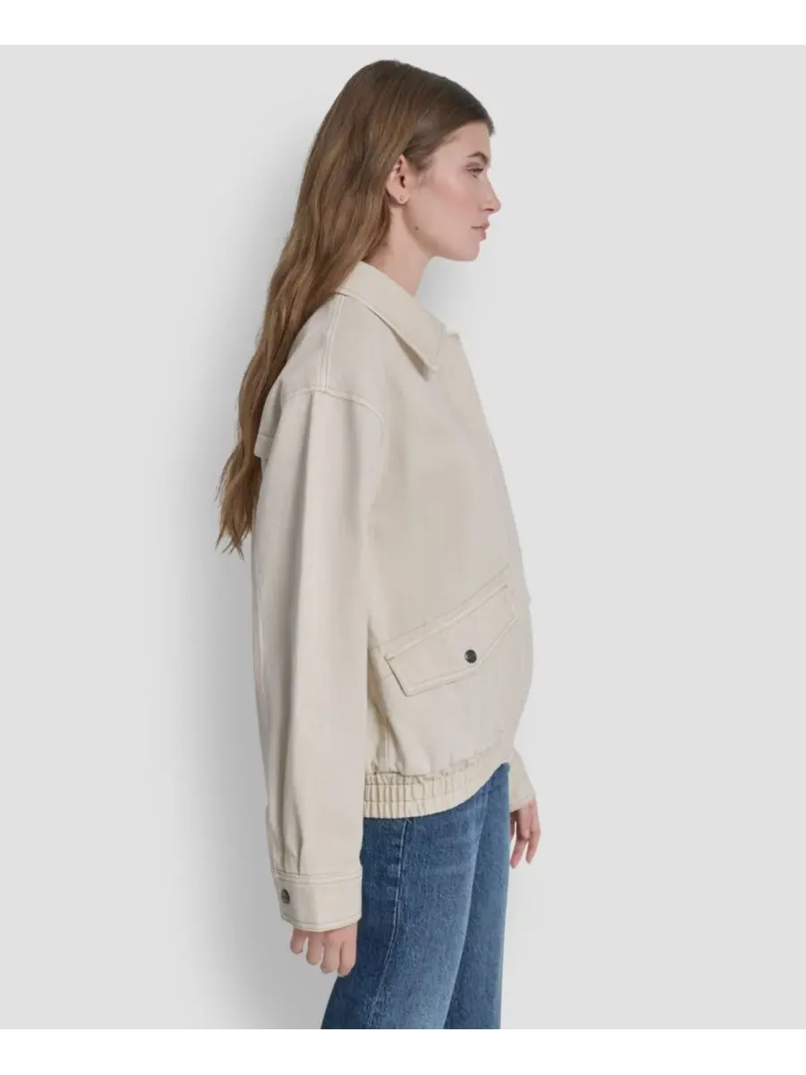 Женская джинсовая куртка-бомбер DKNY — изображение 3 из 6, пергаментный