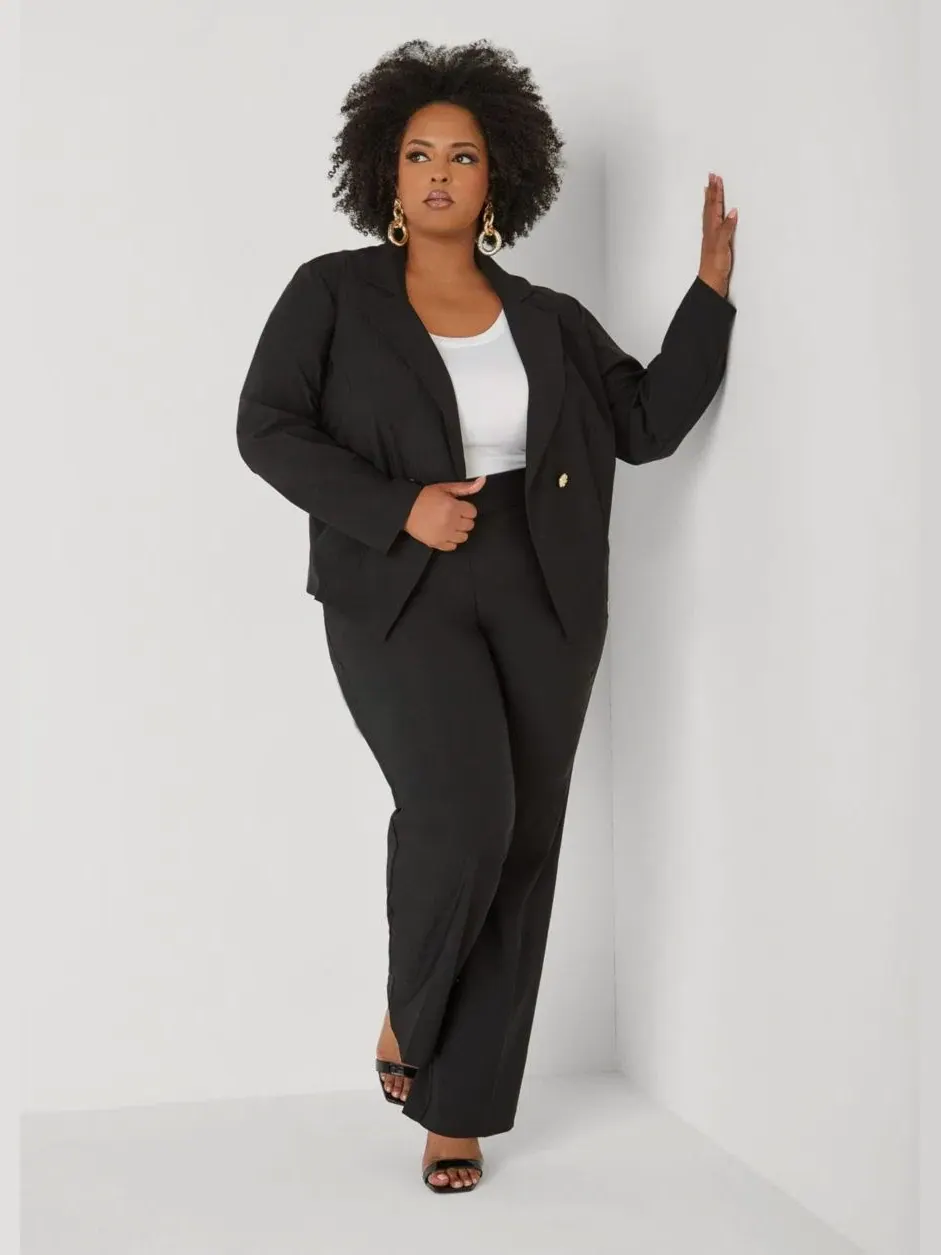Блейзер с золотыми пуговицами Millennium Ashley Stewart — изображение 2 из 3, черный