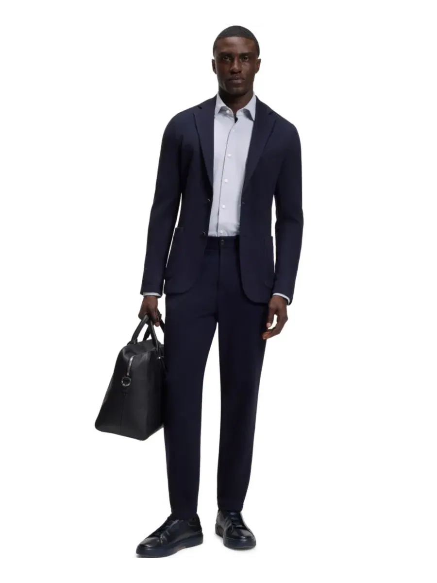 Рубашка с воротником кент с длинным рукавом BOSS by Hugo Boss — изображение 4 из 6, синий