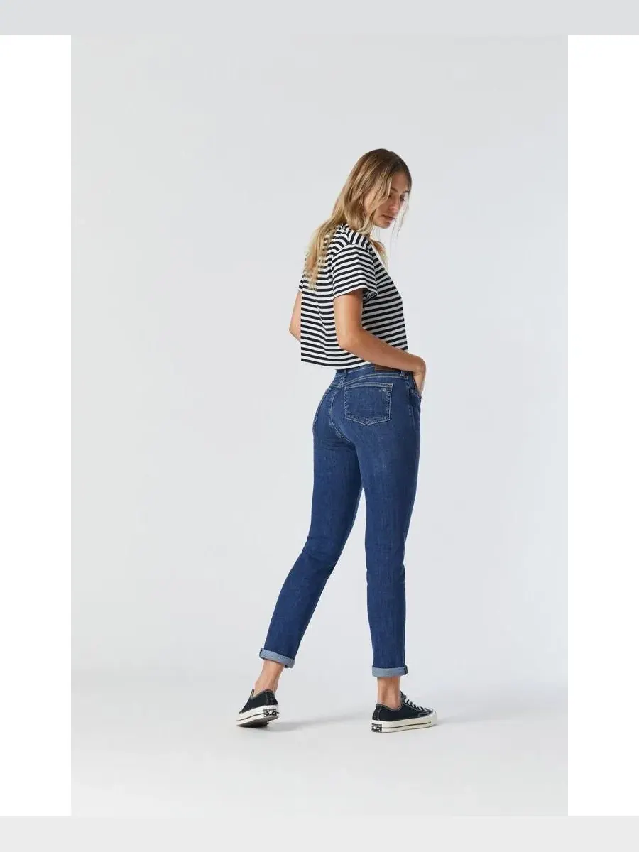 Джинсы boyfriend с завышенной талией Mavi Jeans — изображение 3 из 5, синий