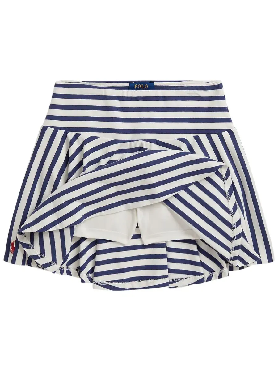 Комплект из футболки и юбки с принтом в полоску Polo Ralph Lauren — изображение 3 из 3, белый/темно-синий