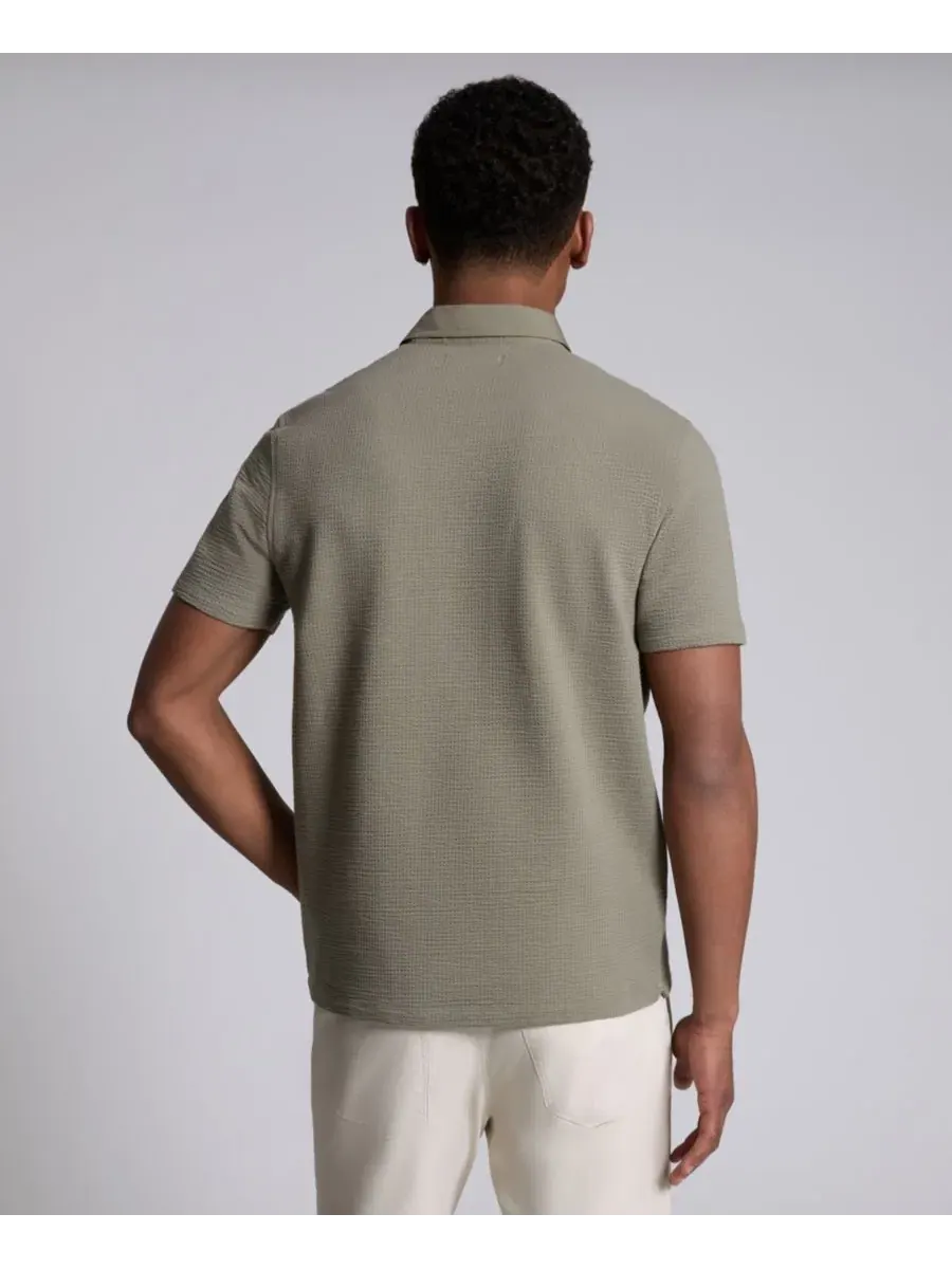Мужская классическая рубашка-поло из смесовой хлопковой ткани Kenneth Cole — изображение 4 из 4, шалфейный
