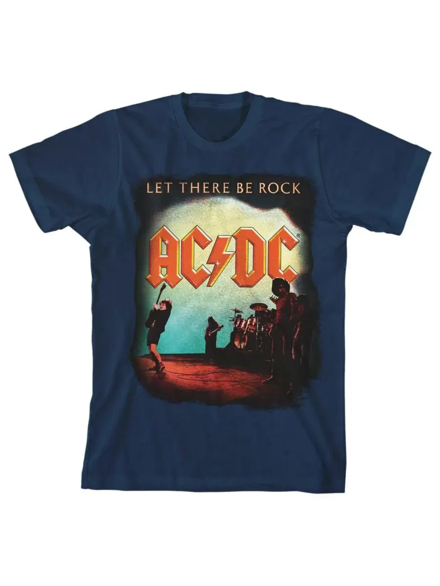 Футболка с коротким рукавом Boys Let There Be Rock, темно-синяя, размер S Ac/Dc — синий