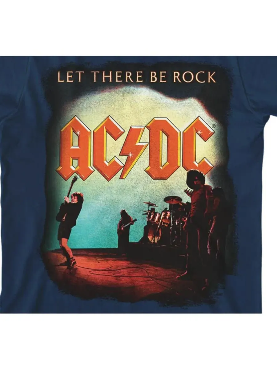 Футболка с коротким рукавом Boys Let There Be Rock, темно-синяя, размер S Ac/Dc — изображение 4 из 7, синий