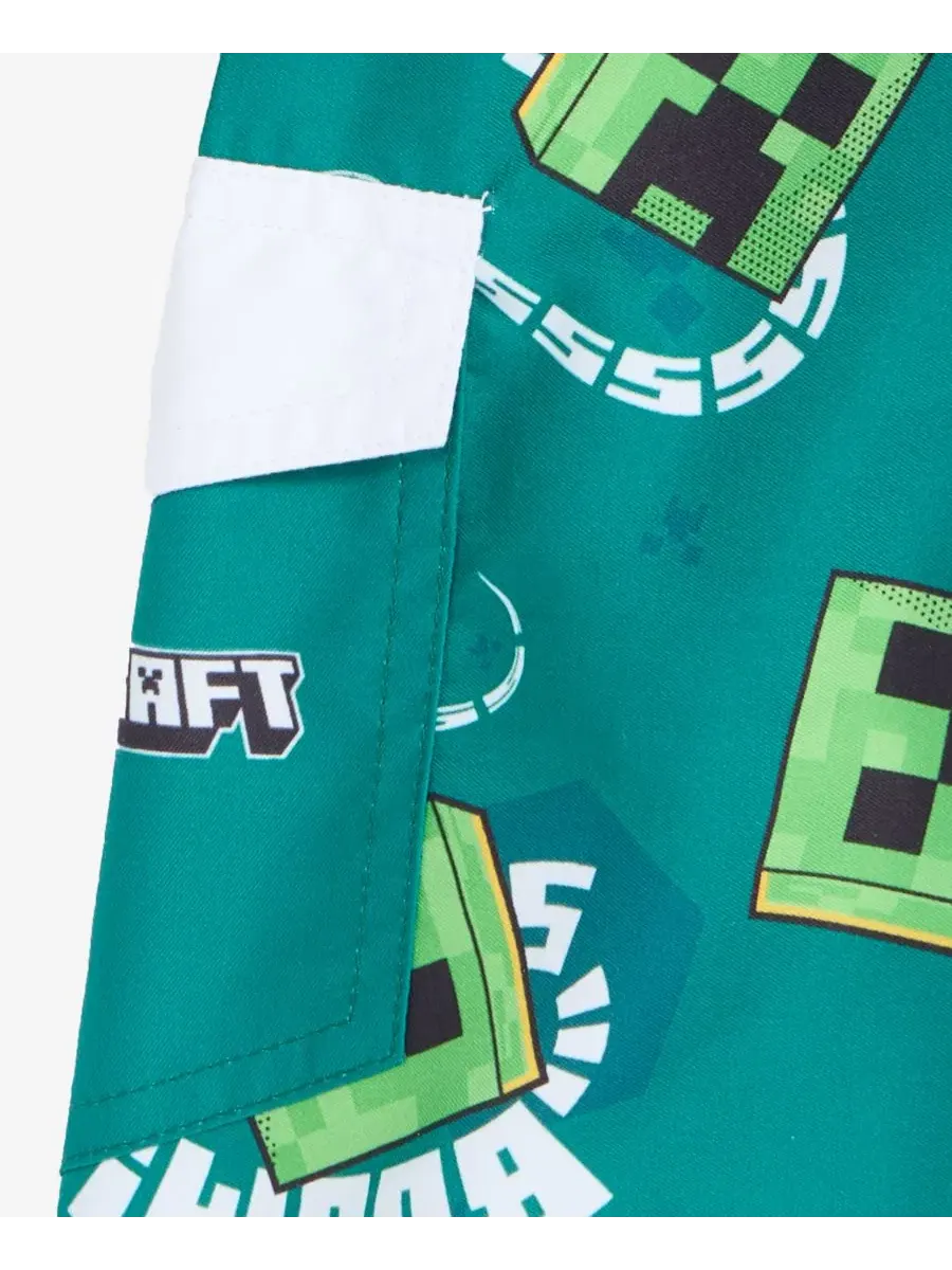 Комплект из двух предметов: рашгард и плавки для мальчиков 4-7 лет Minecraft — изображение 3 из 3, зеленый