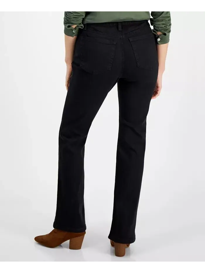 Джинсы Bootcut Petite со средней посадкой и пышной юбкой Style & Co — изображение 2 из 4, глубокий черный