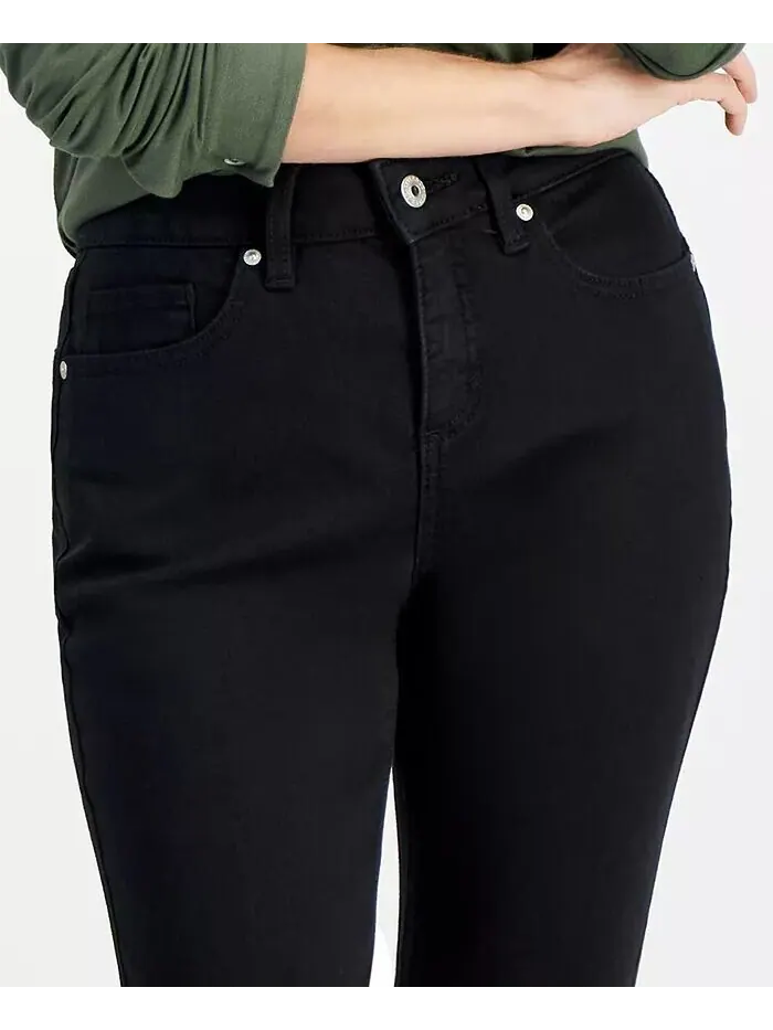 Джинсы Bootcut Petite со средней посадкой и пышной юбкой Style & Co — изображение 3 из 4, глубокий черный