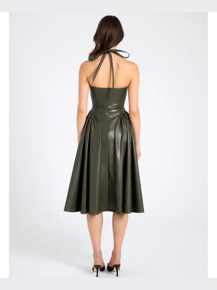 Женское платье Eliana Olive из искусственной кожи Miss Circle — изображение 7 из 9, зеленый