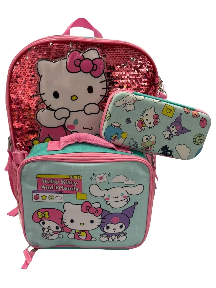 Детский набор рюкзака Hello Kitty с ланч-боксом и пеналом Accessory Innovations — изображение 2 из 3, синий/красный