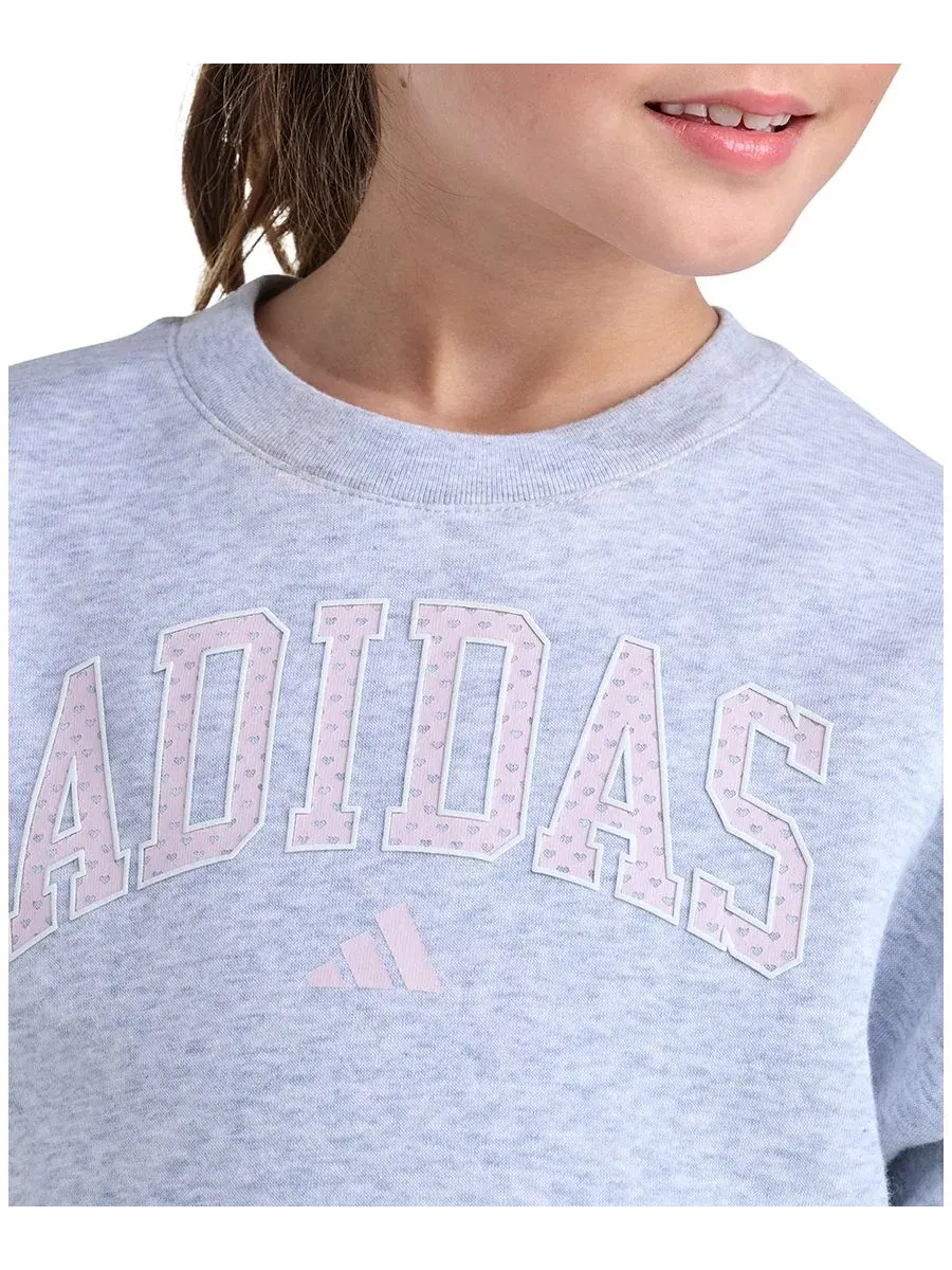 Детский комплект из лонгслива и брюк с принтом adidas — изображение 3 из 5, светлый серый