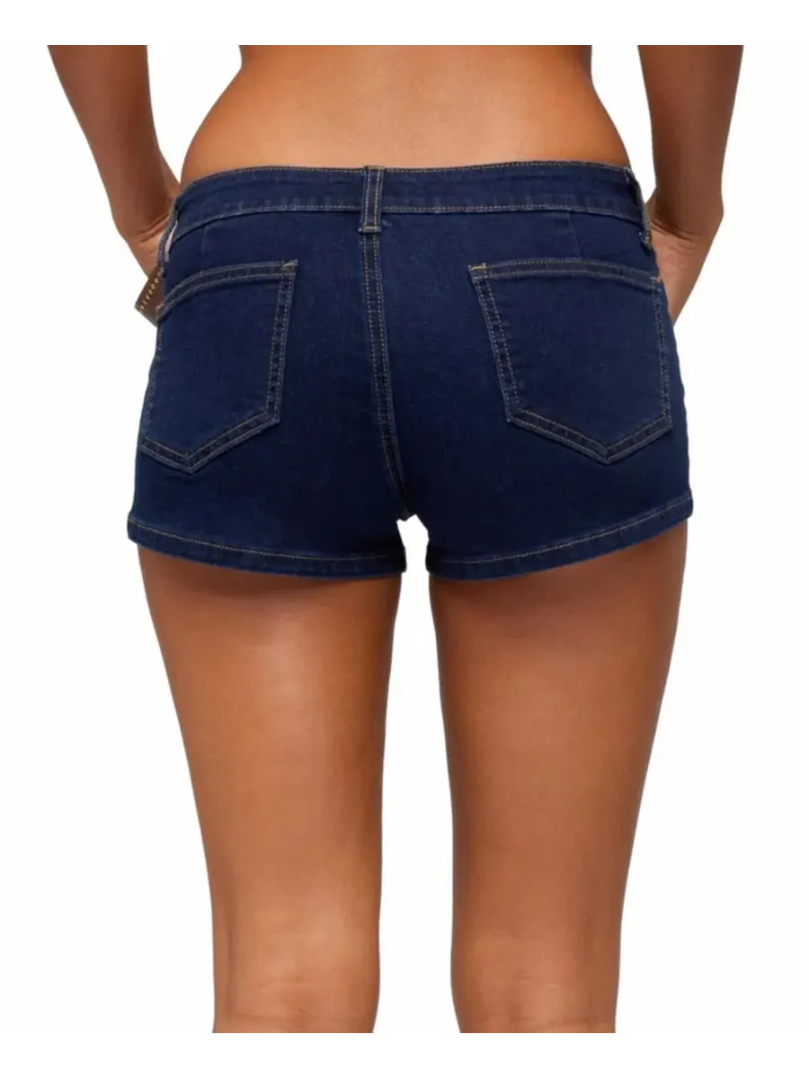 Шорты джинсовые с заниженной талией Alita Low Rise Denim Micro Edikted — изображение 2 из 5, темный-синий