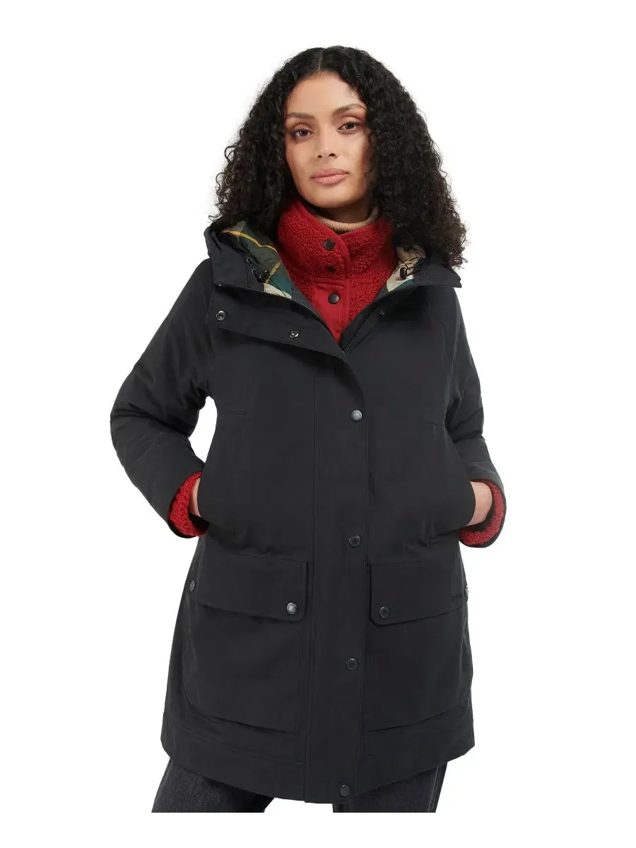 Женское пальто с капюшоном Beadnell Hooded Tartan-Lined Barbour