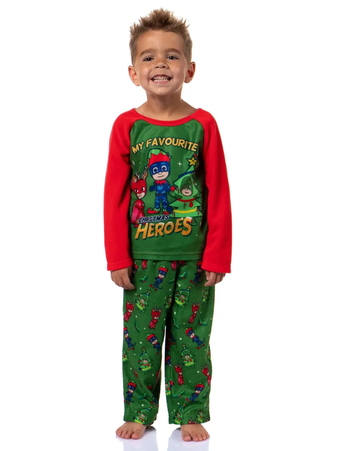 Комплект пижам с длинным рукавом, с рождественским принтом, My Favorite Christmas Heroes PJ Masks