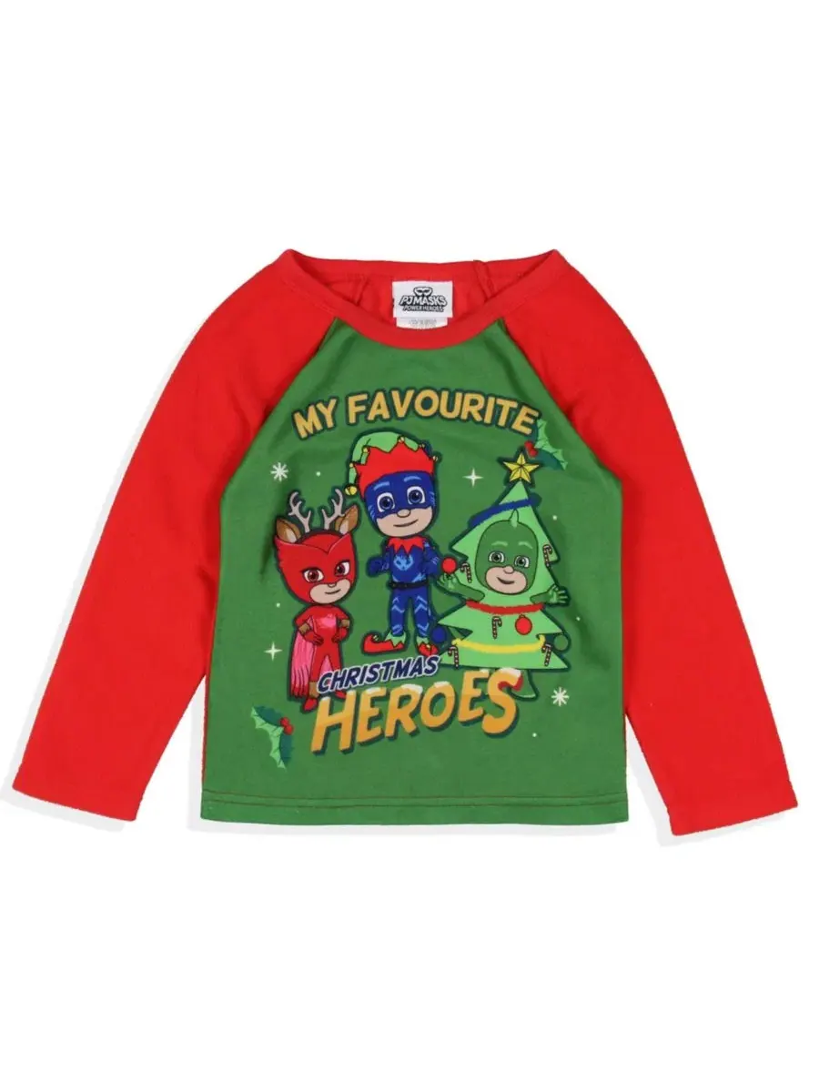 Комплект пижам с длинным рукавом, с рождественским принтом, My Favorite Christmas Heroes PJ Masks — изображение 2 из 3