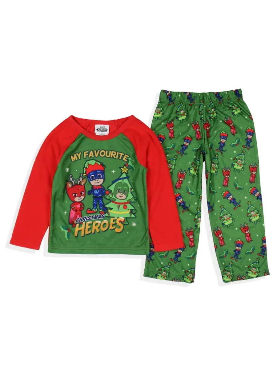 Комплект пижам с длинным рукавом, с рождественским принтом, My Favorite Christmas Heroes PJ Masks — изображение 3 из 3