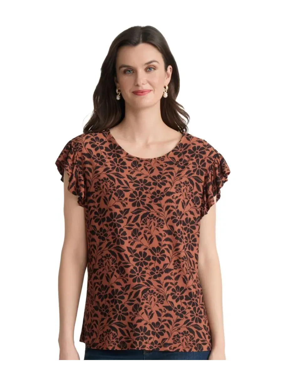 Блуза с летящим рукавом Flutter-Sleeve Top Jones New York, Sspice