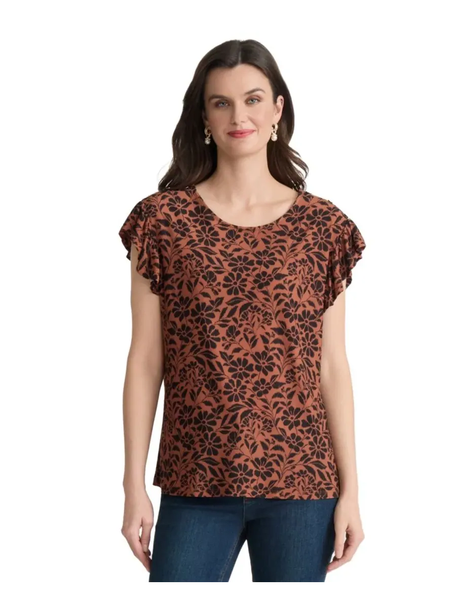 Блуза с летящим рукавом Flutter-Sleeve Top Jones New York, Sspice — изображение 2 из 5
