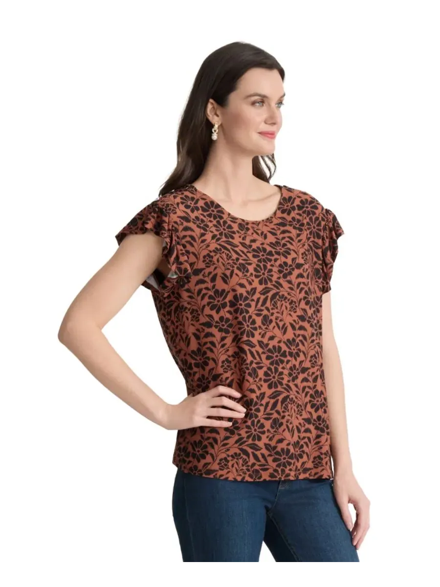 Блуза с летящим рукавом Flutter-Sleeve Top Jones New York, Sspice — изображение 3 из 5