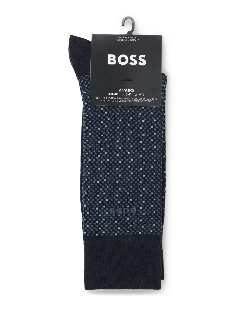 Мужские носки с кубическим узором, 2 шт Hugo Boss — изображение 3 из 3, темно-синий