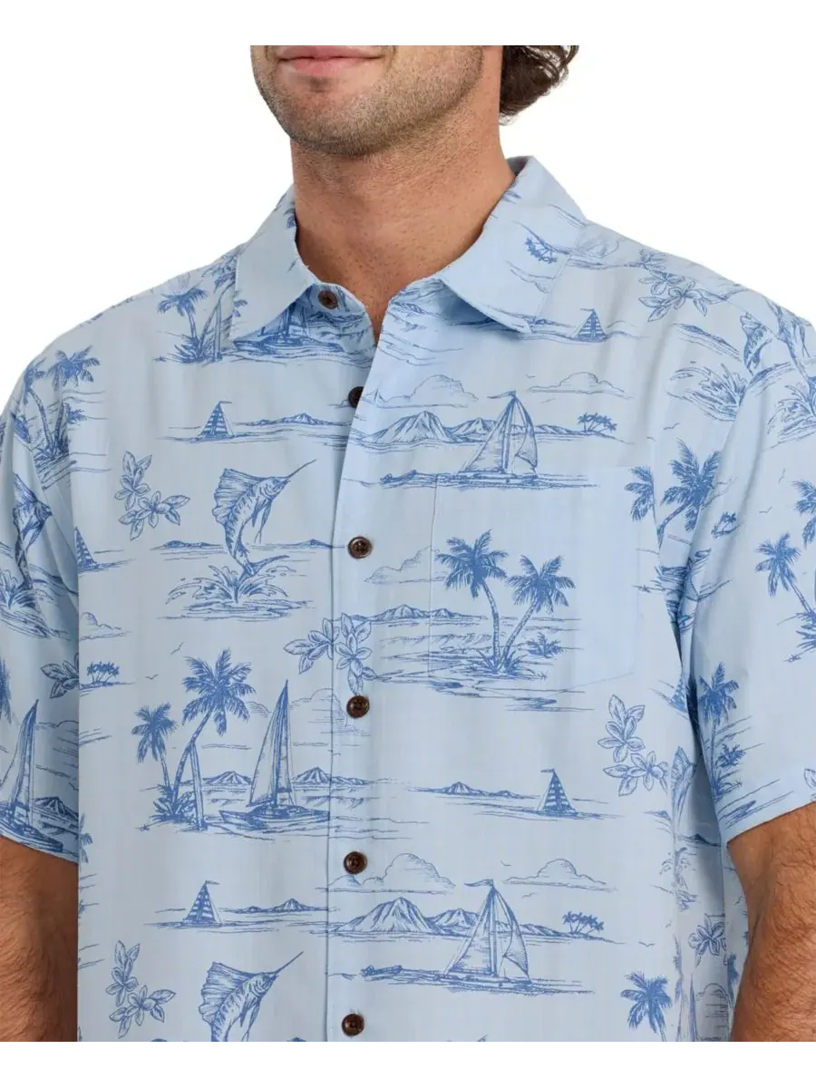 Quiksilver Waterman Мужская рубашка с коротким рукавом Quiksilver Sail Away — изображение 2 из 3, голубой