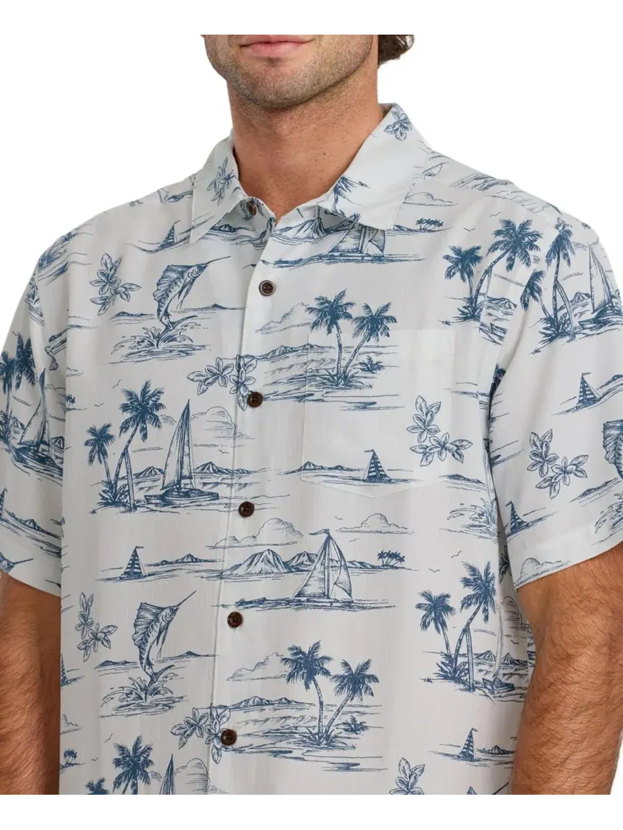 Quiksilver Waterman Мужская рубашка с коротким рукавом Quiksilver Sail Away — изображение 2 из 3, джинсовый синий
