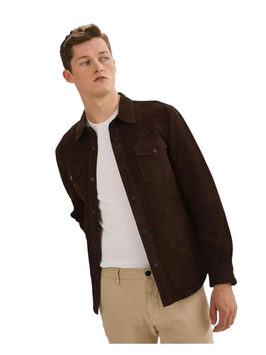 Мужская замшевая рубашка GEM в западном стиле Regency Leathers