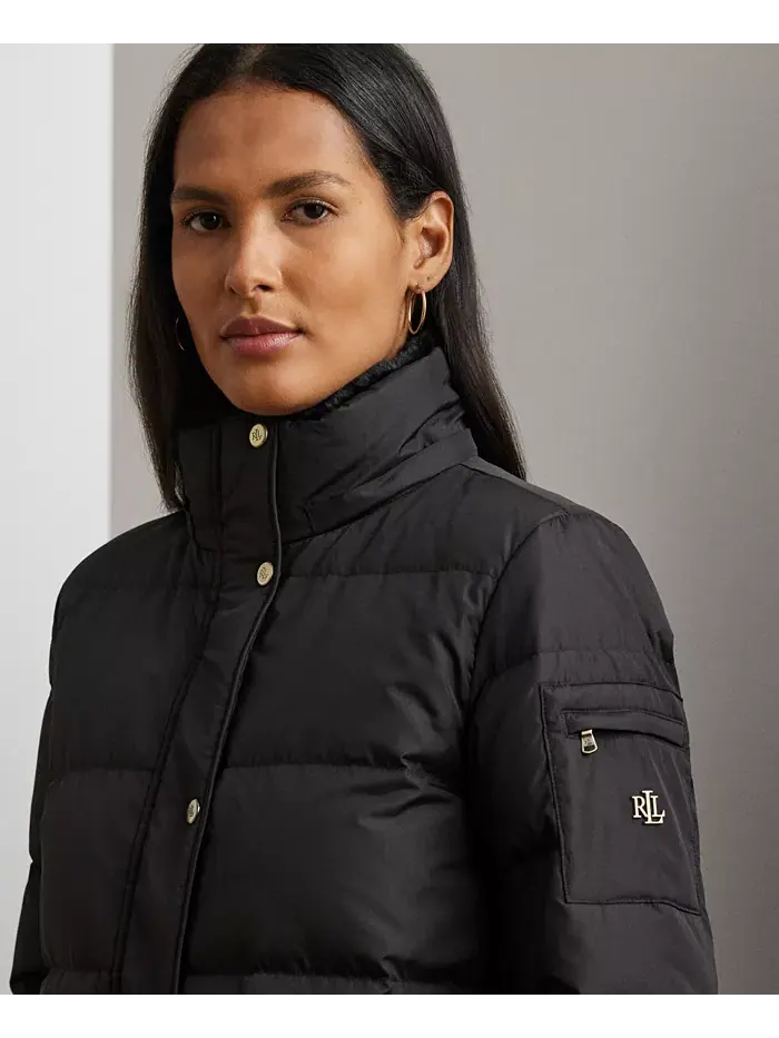 Женское стеганое пальто с капюшоном из искусственного меха Lauren Ralph Lauren — изображение 3 из 5, черный