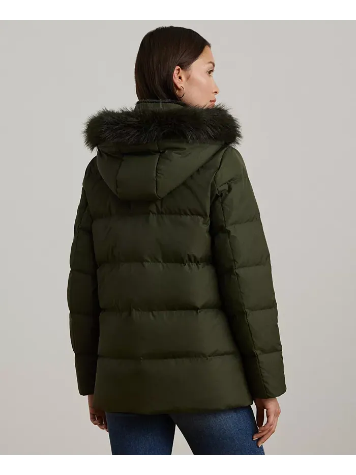 Женское стеганое пальто с капюшоном из искусственного меха Lauren Ralph Lauren — изображение 2 из 5