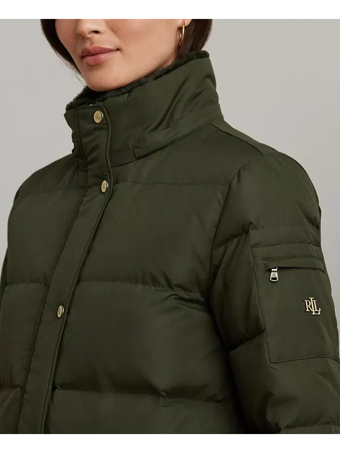 Женское стеганое пальто с капюшоном из искусственного меха Lauren Ralph Lauren — изображение 3 из 5