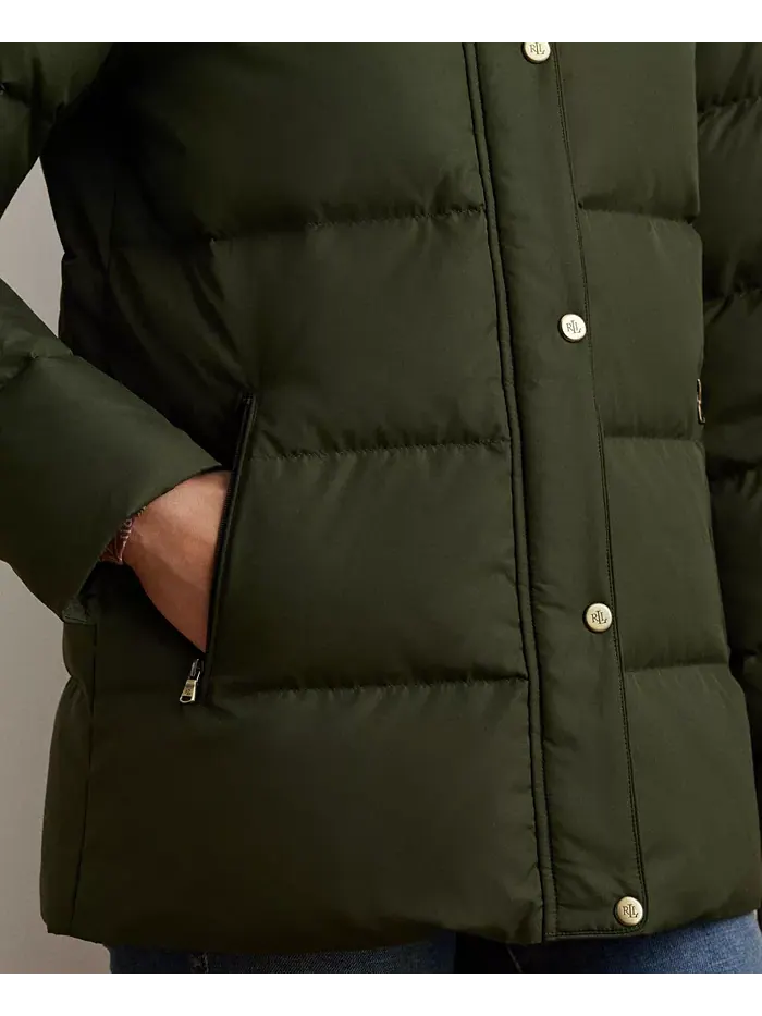 Женское стеганое пальто с капюшоном из искусственного меха Lauren Ralph Lauren — изображение 4 из 5