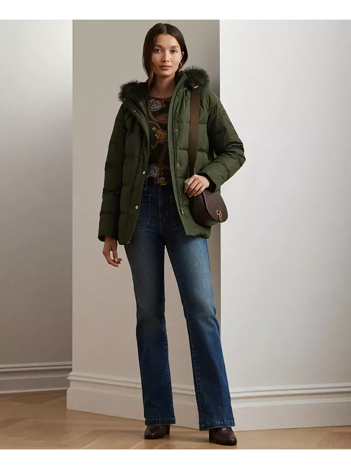 Женское стеганое пальто с капюшоном из искусственного меха Lauren Ralph Lauren — изображение 5 из 5