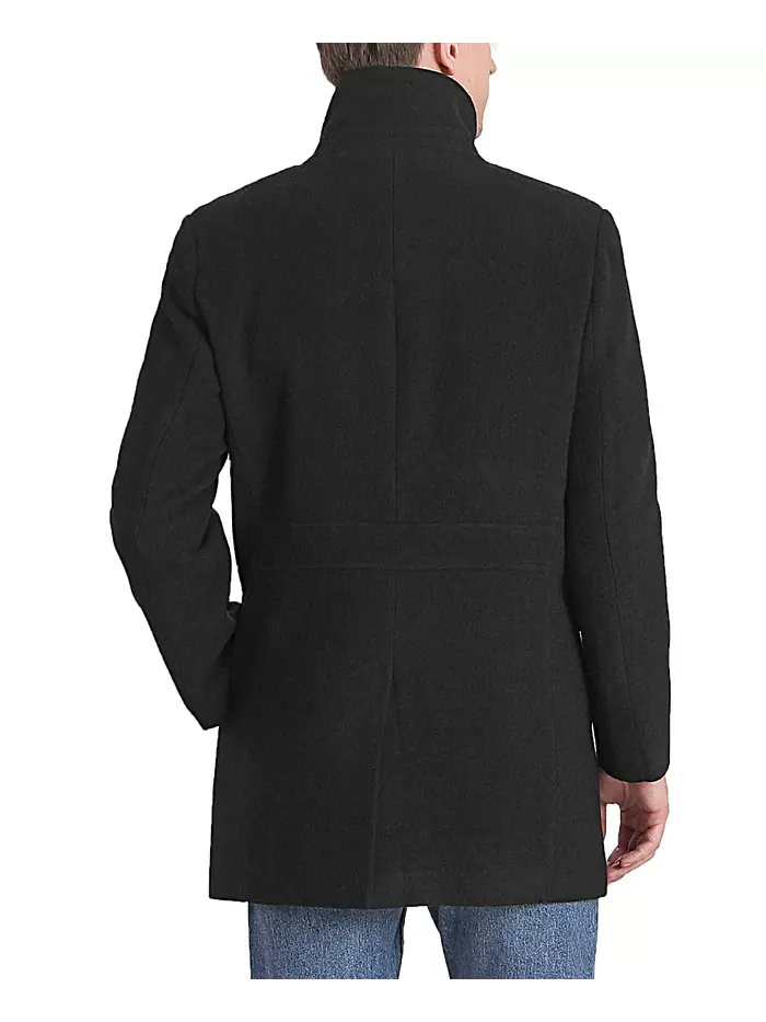 Мужское пальто-бушлат Wing Collar City из шерстяной смеси Landing Leathers — изображение 2 из 3, черный