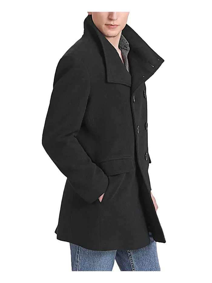 Мужское пальто-бушлат Wing Collar City из шерстяной смеси Landing Leathers — изображение 3 из 3, черный