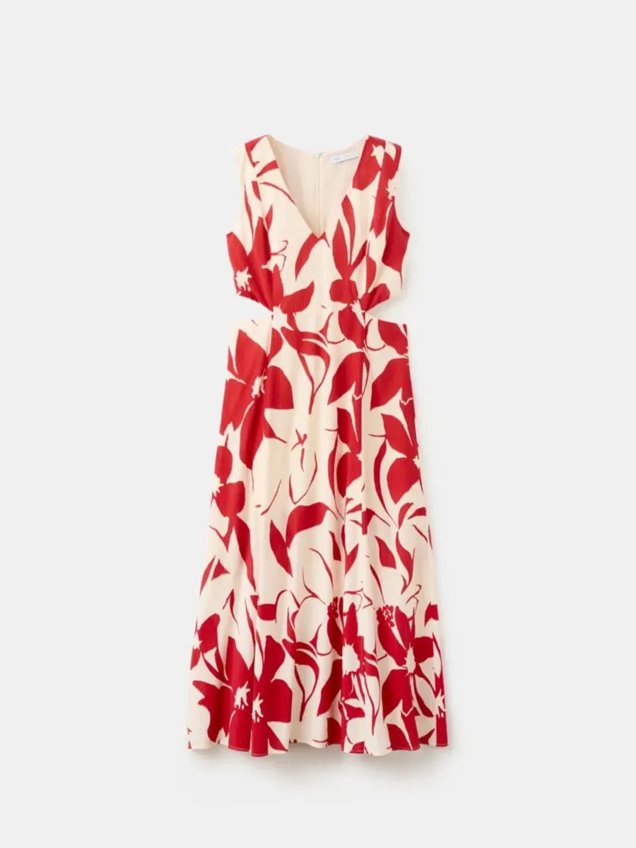 Платье-трапеция с принтом Cutouts Floral-Printed Dress MANGO