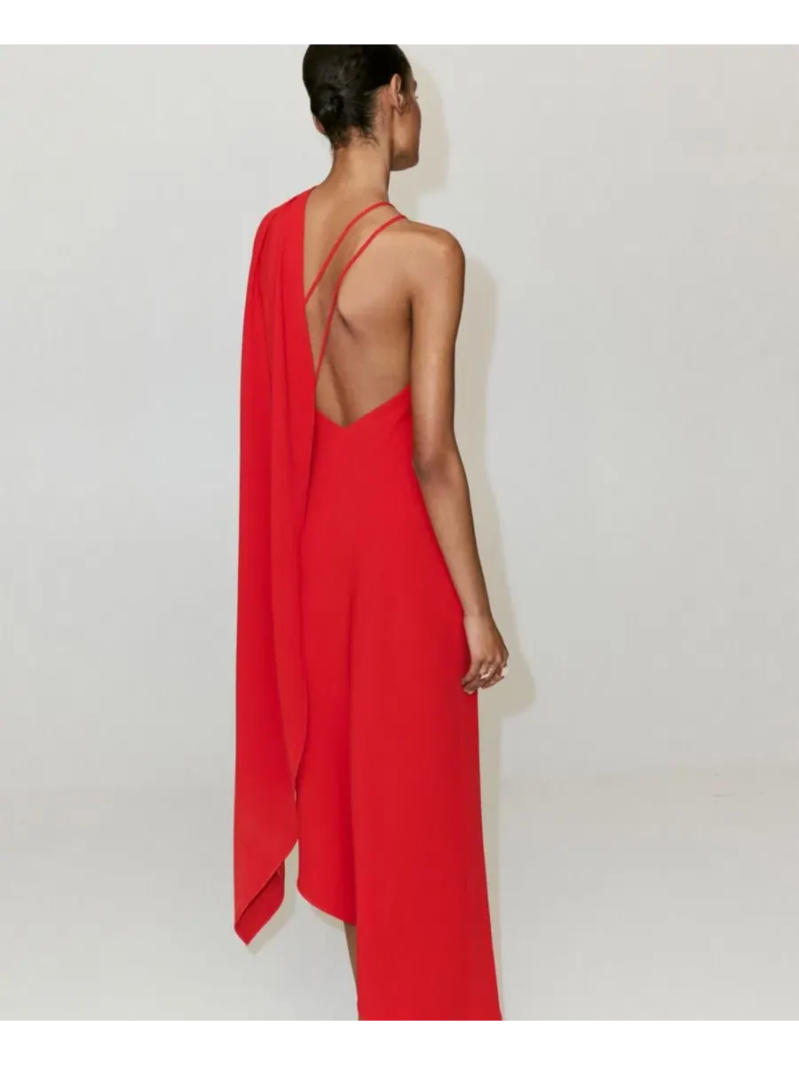 Платье асимметричное с шарфом Asymmetrical Dress With Scarf MANGO — изображение 11 из 12, светлый бежевый