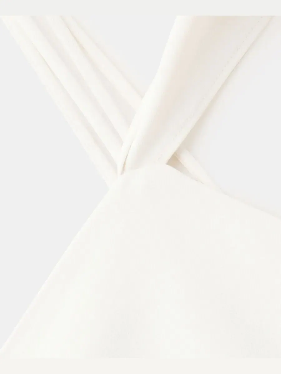 Платье асимметричное с шарфом Asymmetrical Dress With Scarf MANGO — изображение 3 из 12, светлый бежевый
