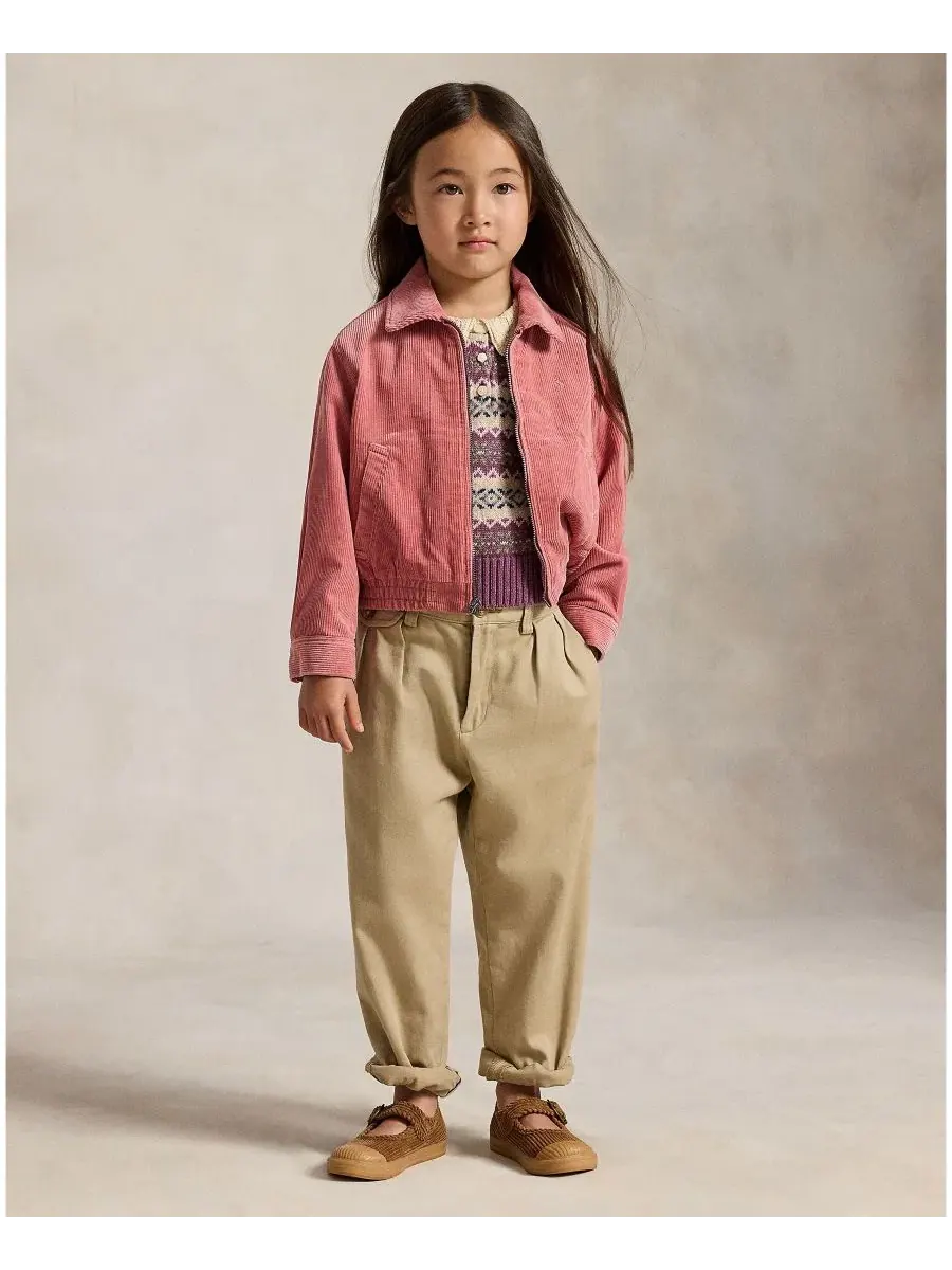 Детская куртка из вельвета на молнии Polo Ralph Lauren — изображение 2 из 5, розовый