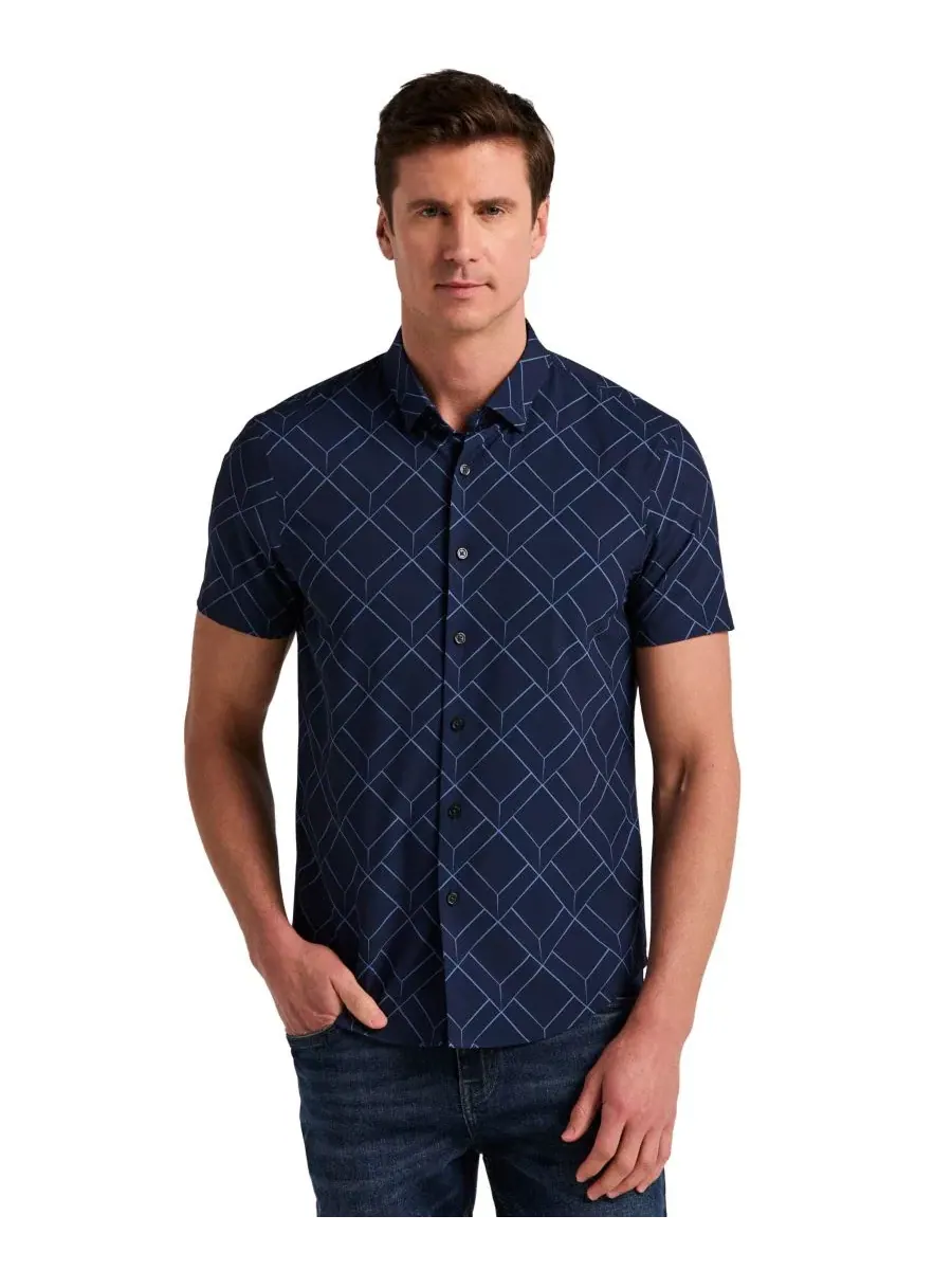Мужская рубашка с геометрическим принтом, slim fit Perry Ellis