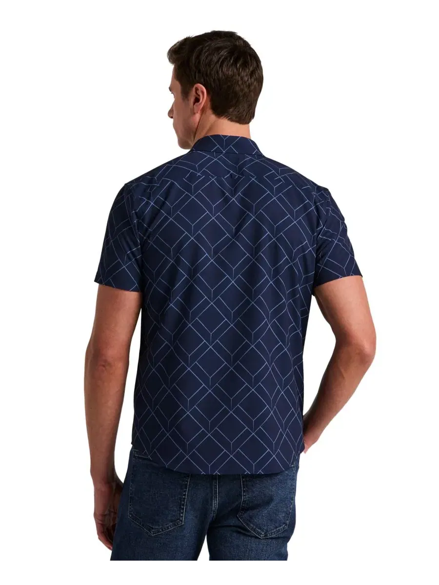 Мужская рубашка с геометрическим принтом, slim fit Perry Ellis — изображение 5 из 5, синий