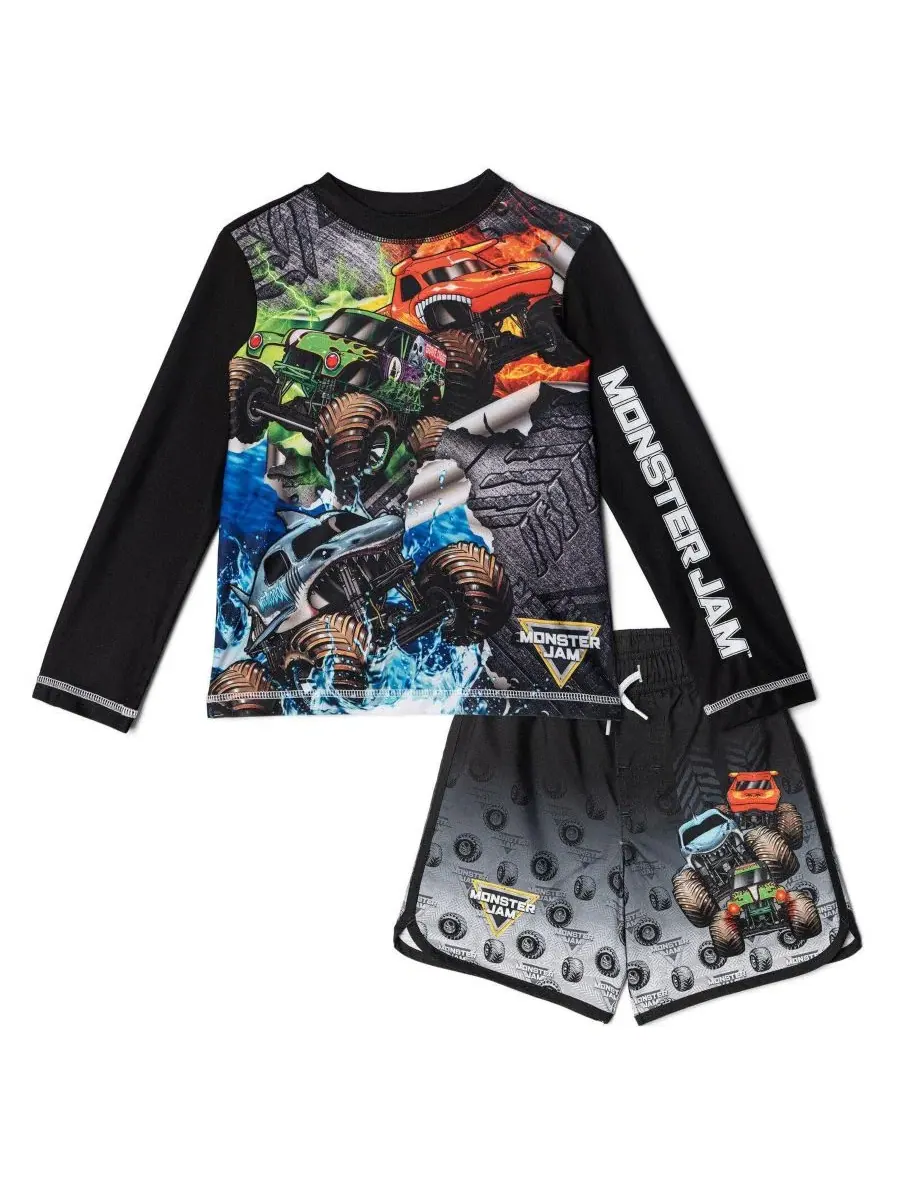 Комплект из рашгарда с длинным рукавом и плавок Monster Jam