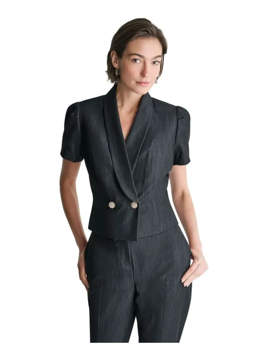 Жакет женский с коротким рукавом-фонариком, двубортный BCBG